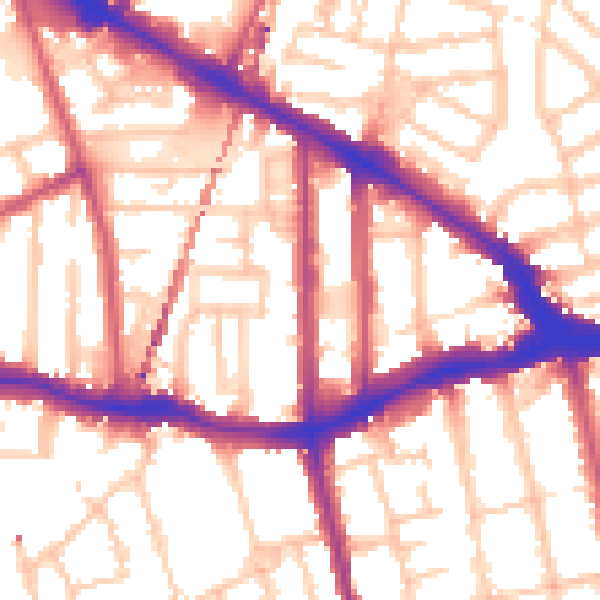 Daytime road noise heatmap for SE14 5BN