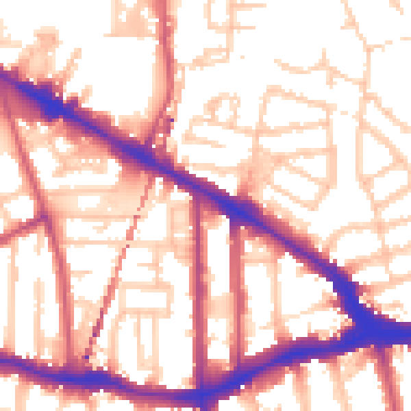 Daytime road noise heatmap for SE14 5BQ