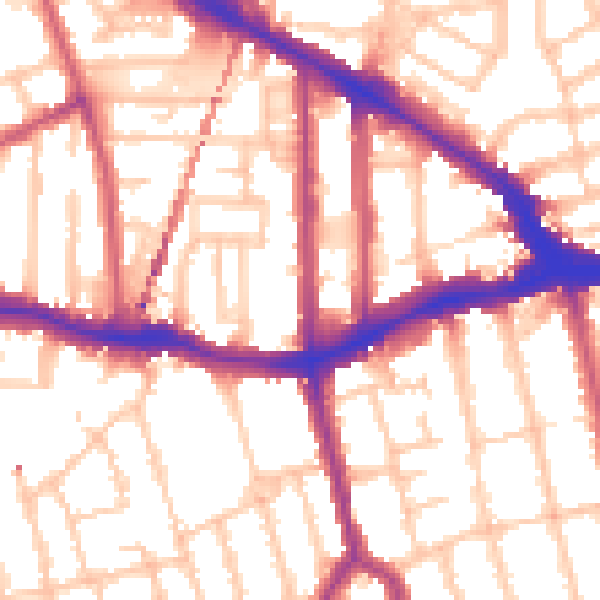 Daytime road noise heatmap for SE14 5BS