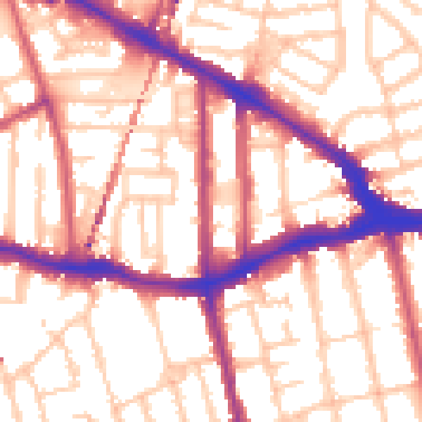 Daytime road noise heatmap for SE14 5BU