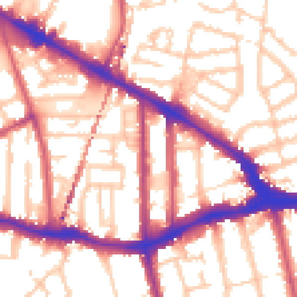 Daytime road noise heatmap for SE14 5BW