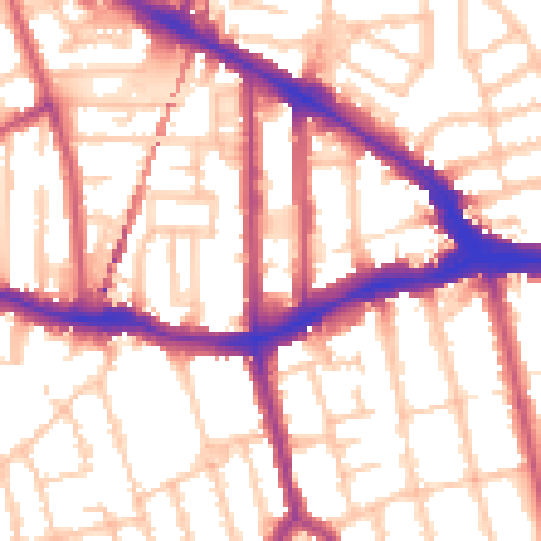 Daytime road noise heatmap for SE14 5BX