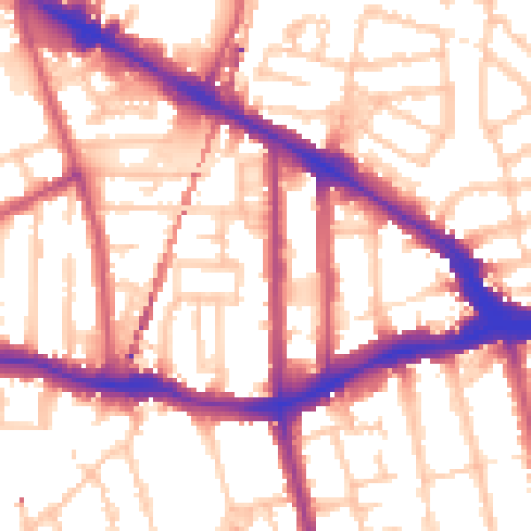 Daytime road noise heatmap for SE14 5BY