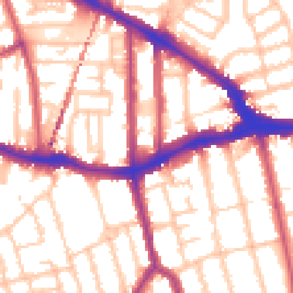 Daytime road noise heatmap for SE14 5BZ