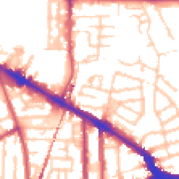 Daytime road noise heatmap for SE14 5DB