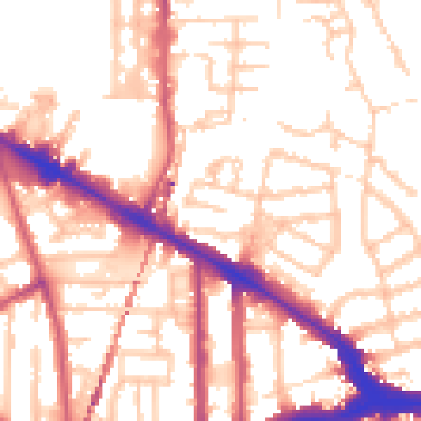 Daytime road noise heatmap for SE14 5DF