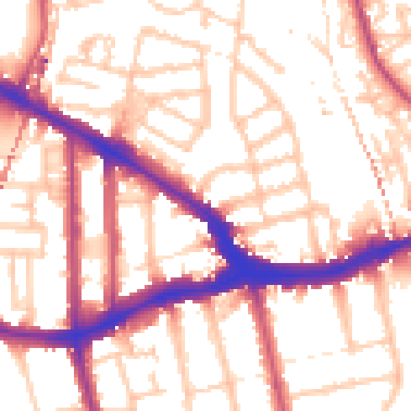 Daytime road noise heatmap for SE14 5DJ