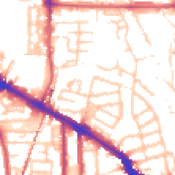 Daytime road noise heatmap for SE14 5DL