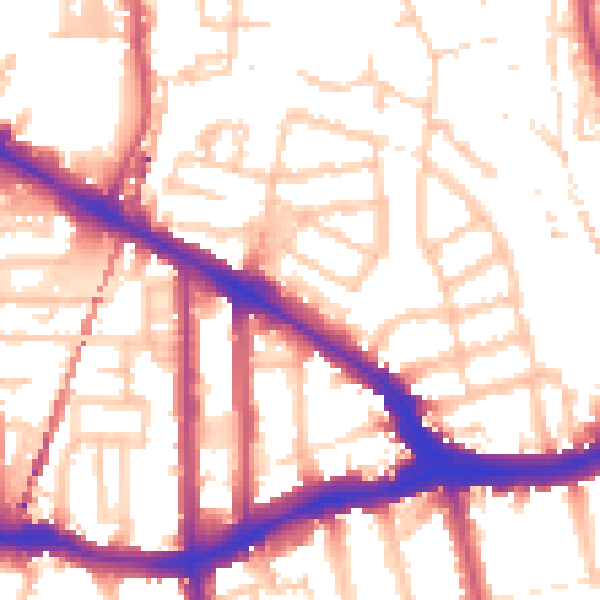 Daytime road noise heatmap for SE14 5DP