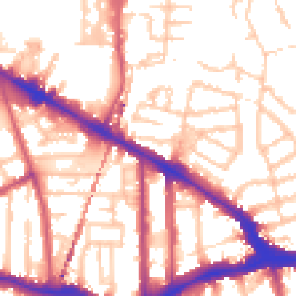 Daytime road noise heatmap for SE14 5DS