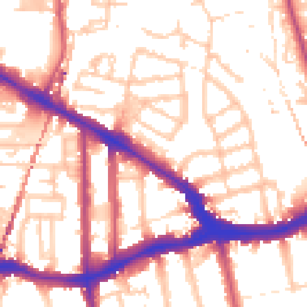 Daytime road noise heatmap for SE14 5DW