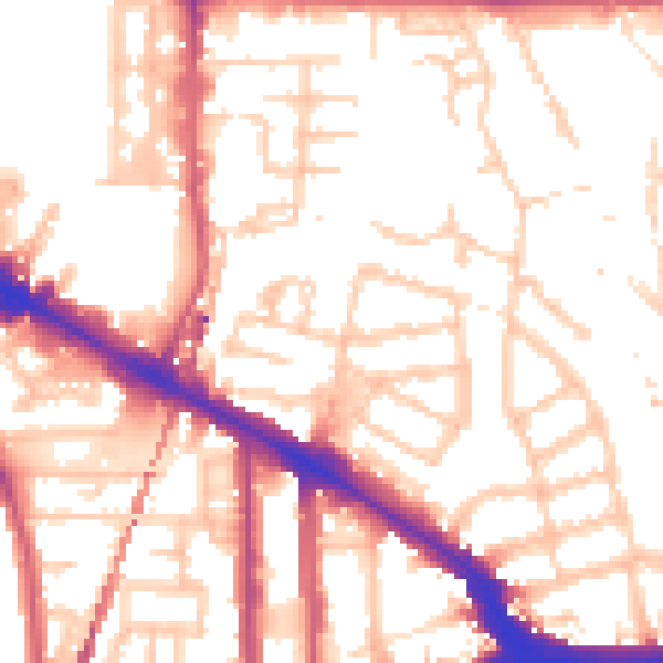 Daytime road noise heatmap for SE14 5EA