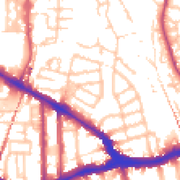 Daytime road noise heatmap for SE14 5EE