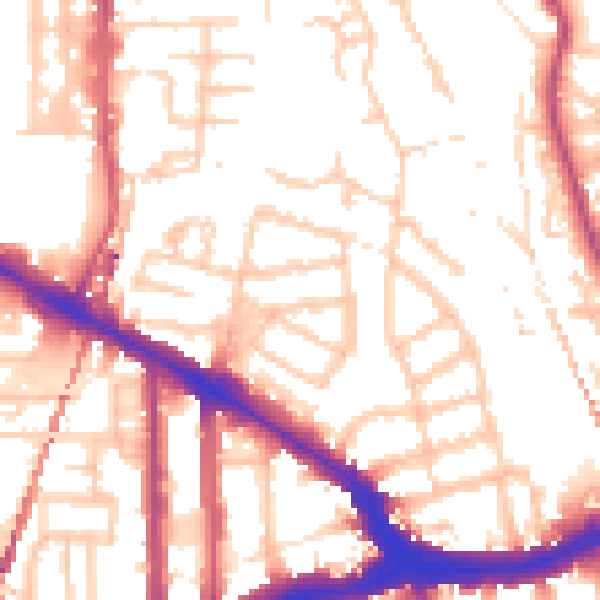 Daytime road noise heatmap for SE14 5EG
