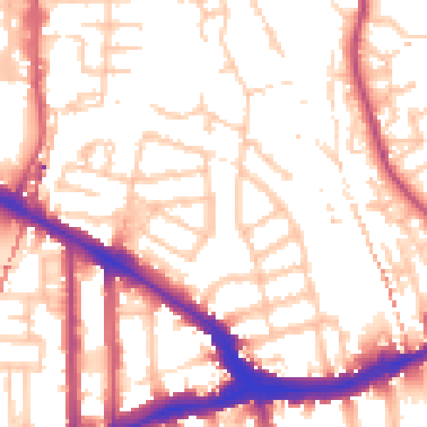 Daytime road noise heatmap for SE14 5EH