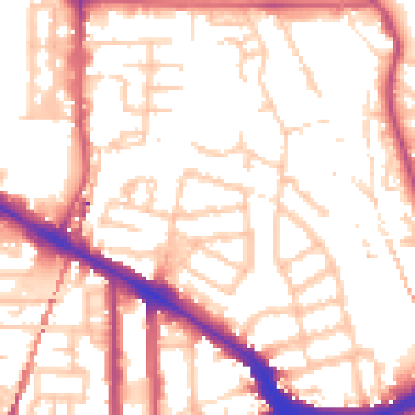 Daytime road noise heatmap for SE14 5EL