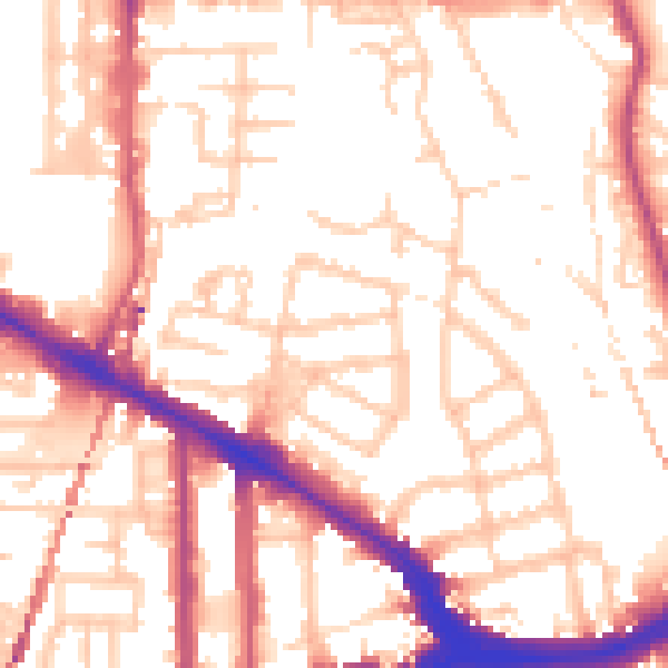 Daytime road noise heatmap for SE14 5EN