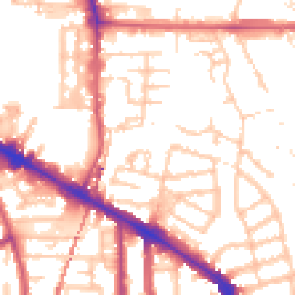Daytime road noise heatmap for SE14 5EU