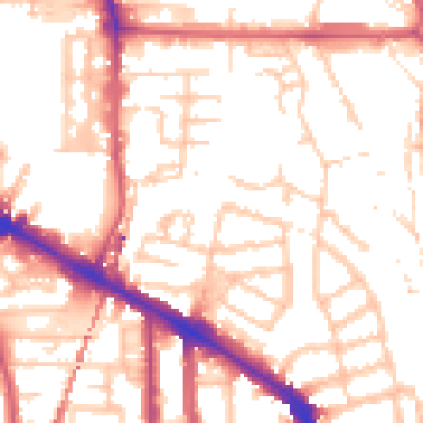 Daytime road noise heatmap for SE14 5EX