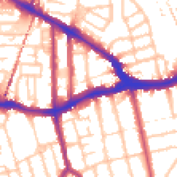 Daytime road noise heatmap for SE14 5HQ