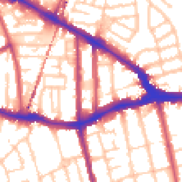 Daytime road noise heatmap for SE14 5HZ