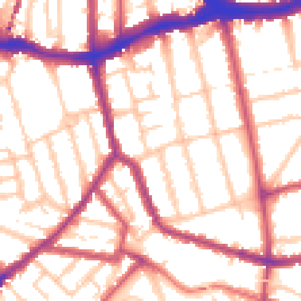 Daytime road noise heatmap for SE14 5LS