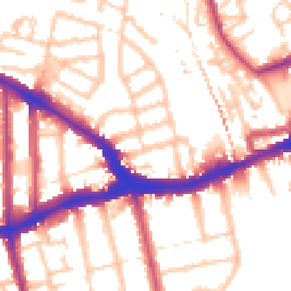 Daytime road noise heatmap for SE14 5QE