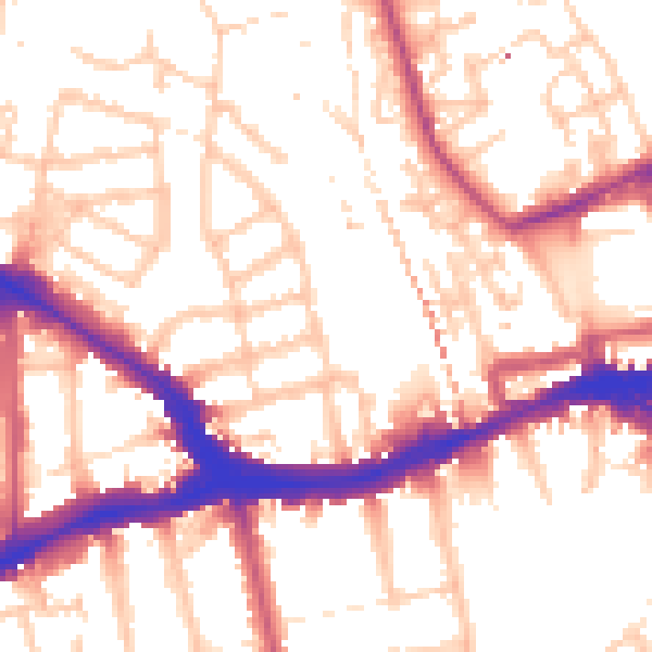 Daytime road noise heatmap for SE14 5QG