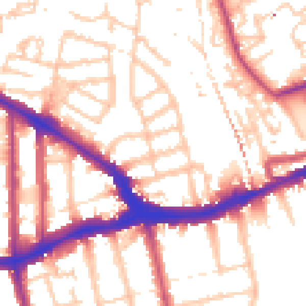 Daytime road noise heatmap for SE14 5QH