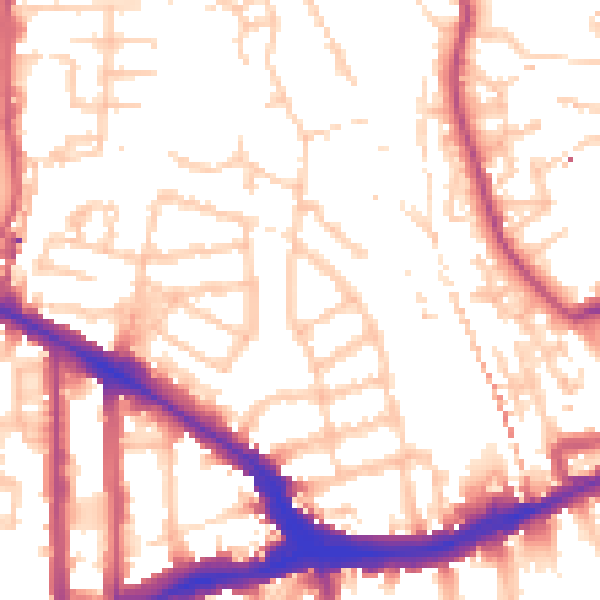 Daytime road noise heatmap for SE14 5QY