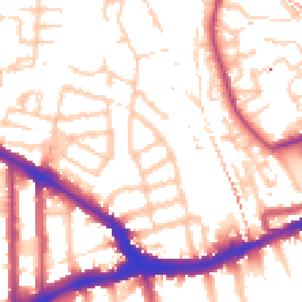 Daytime road noise heatmap for SE14 5QZ