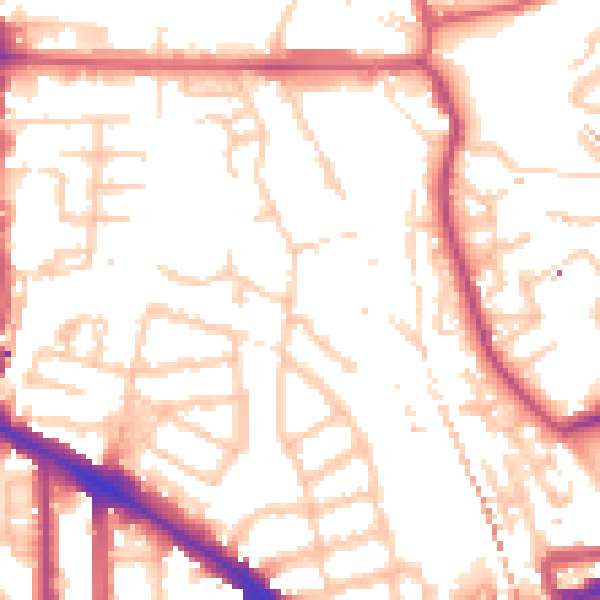 Daytime road noise heatmap for SE14 5RB