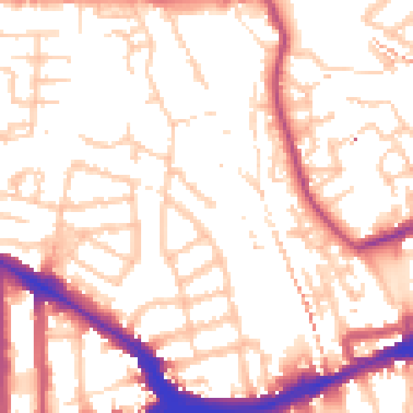 Daytime road noise heatmap for SE14 5RN