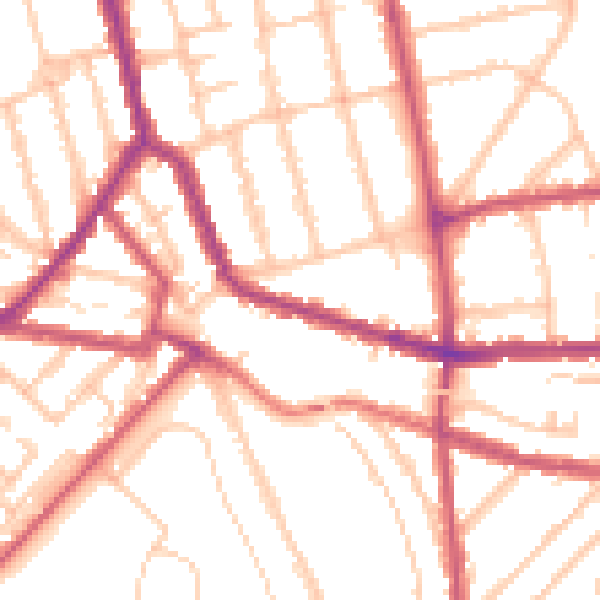 Daytime road noise heatmap for SE14 5SL
