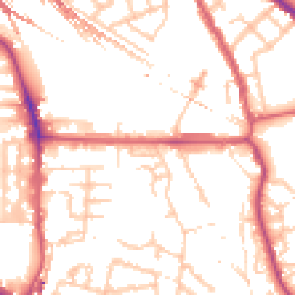 Daytime road noise heatmap for SE14 5ST