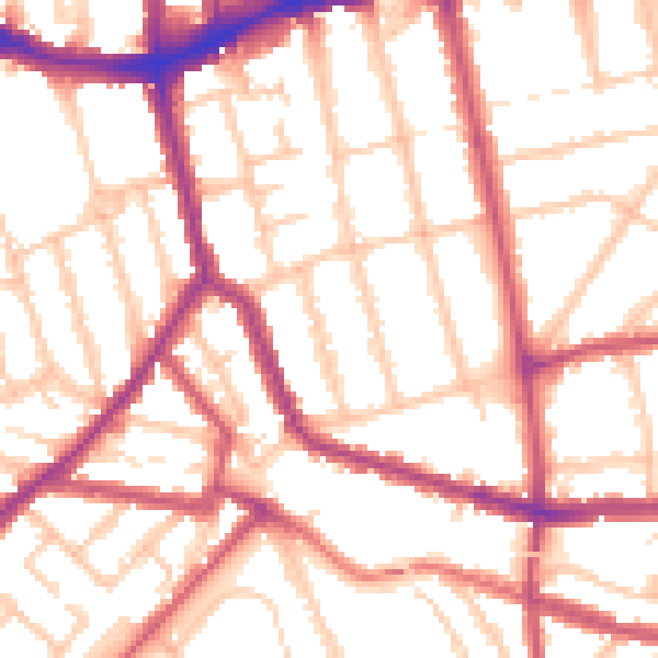 Daytime road noise heatmap for SE14 5TP