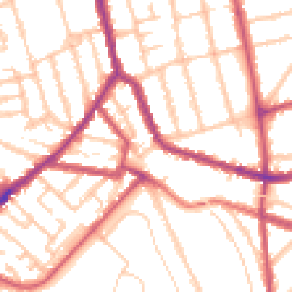 Daytime road noise heatmap for SE14 5TS