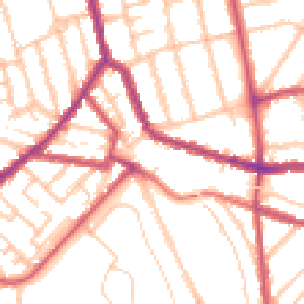 Daytime road noise heatmap for SE14 5UB
