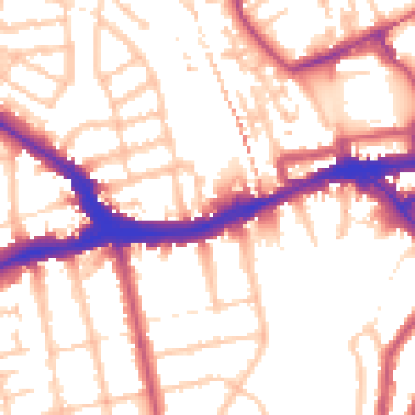 Daytime road noise heatmap for SE14 5UP