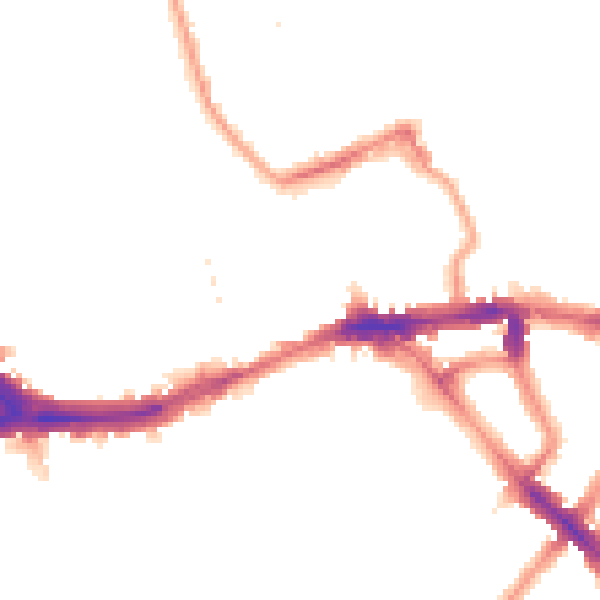 Night-time road noise heatmap for SE14 6AW