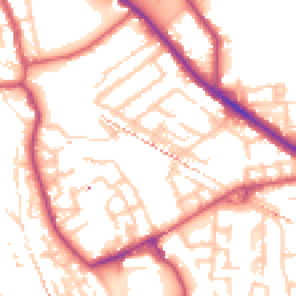 Daytime road noise heatmap for SE14 6BG