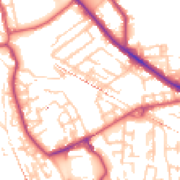 Daytime road noise heatmap for SE14 6BH