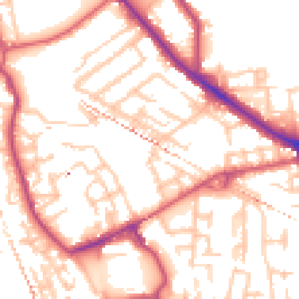 Daytime road noise heatmap for SE14 6BN