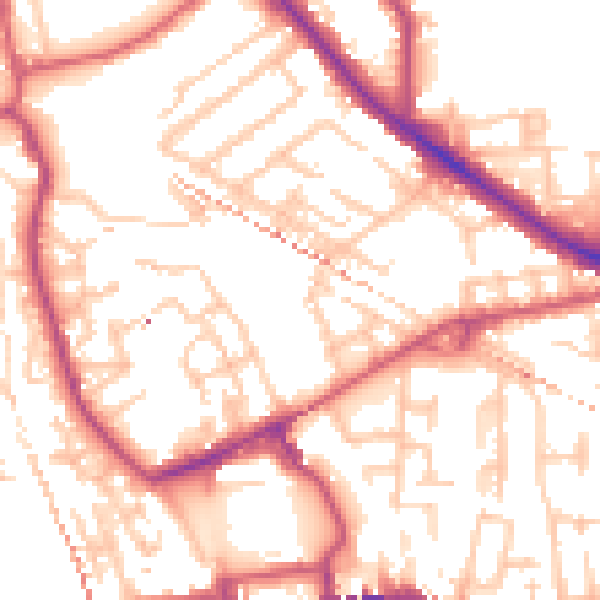 Daytime road noise heatmap for SE14 6BP