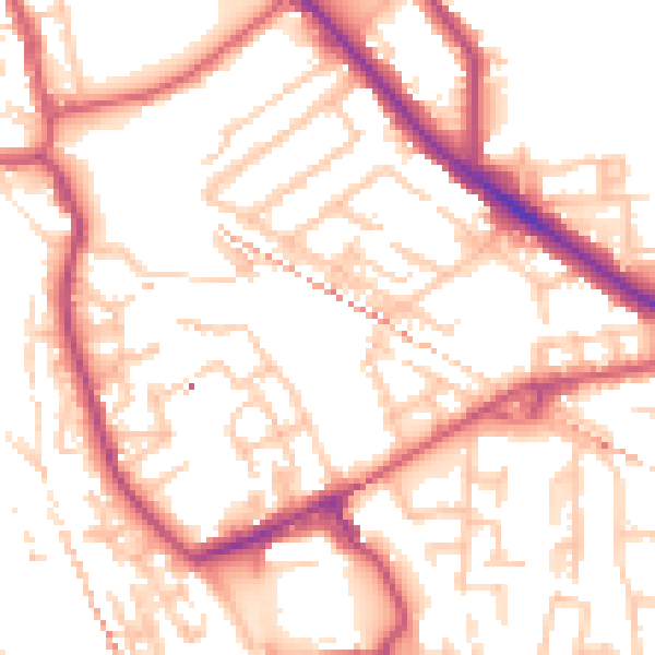 Daytime road noise heatmap for SE14 6BT
