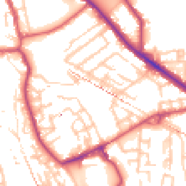 Daytime road noise heatmap for SE14 6BU
