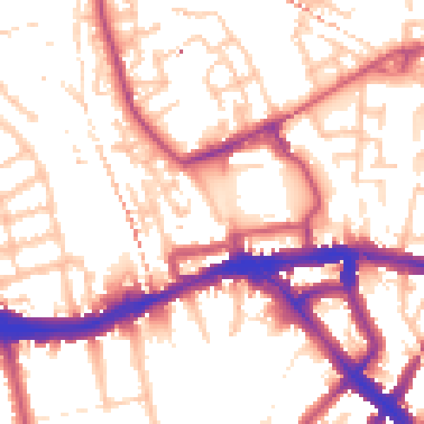 Daytime road noise heatmap for SE14 6DG
