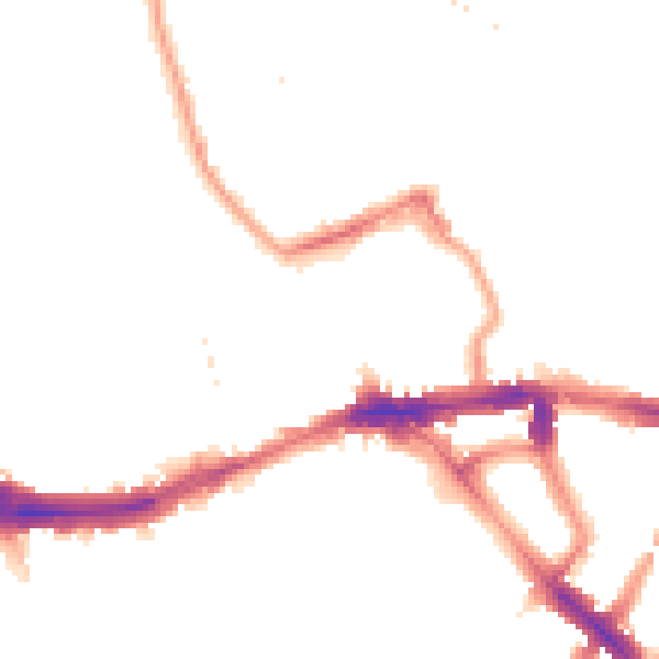 Night-time road noise heatmap for SE14 6DG