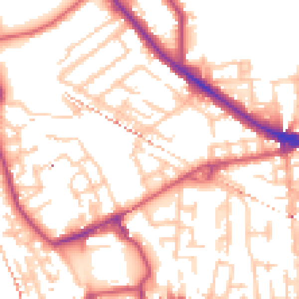 Daytime road noise heatmap for SE14 6DY