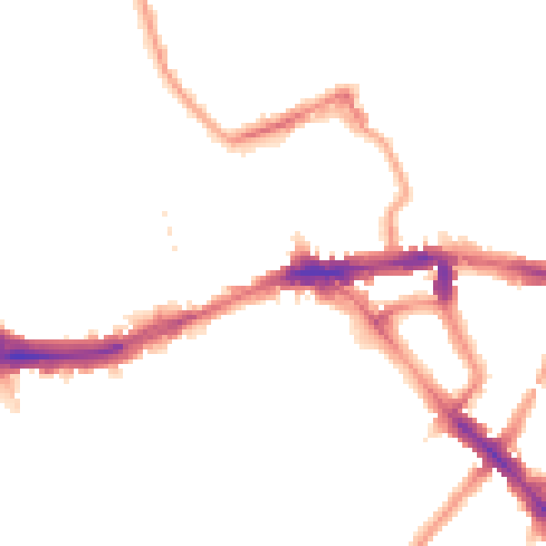 Night-time road noise heatmap for SE14 6EA